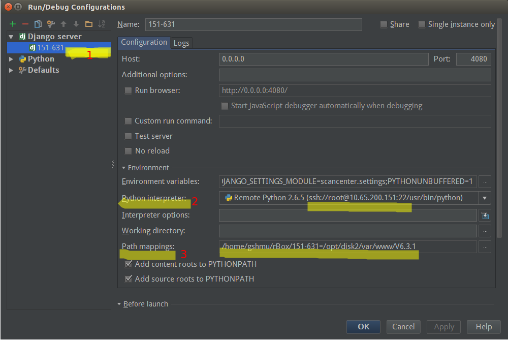 Debug Configurations